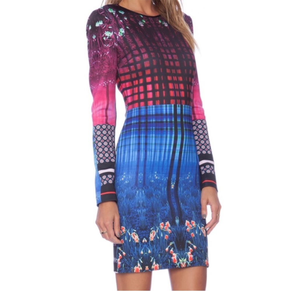 Clover Canyon Enchanted Woodland Long Sleeve Bodycon Dress